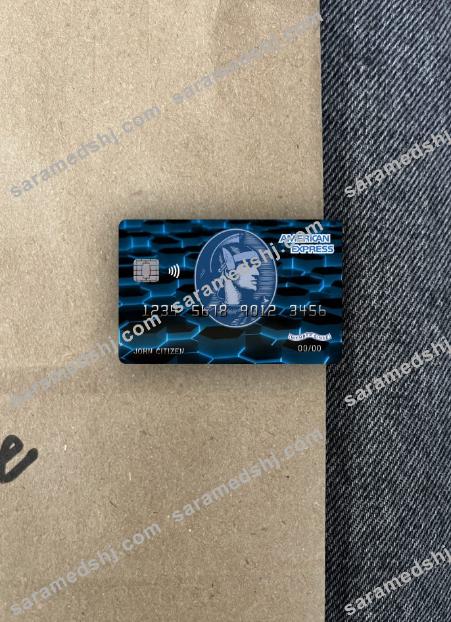 USA New York American Express Blue bank credit card photolook front